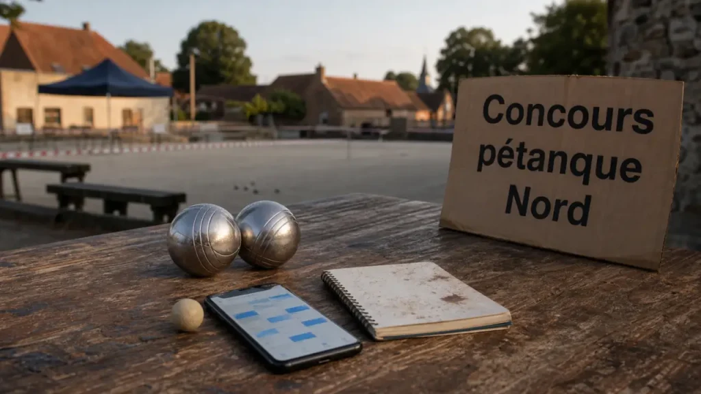 Concours petanque nord : boules et cochonnet sur un boulodrome