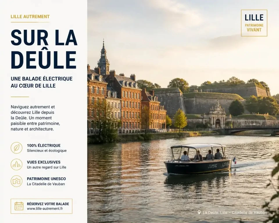 Visiter Lille en bateau sur la Deûle avec vue sur la Citadelle