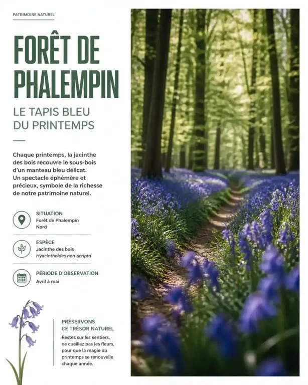 Sentier forestier dans la forêt de Phalempin lors d'une balade autour de Lille