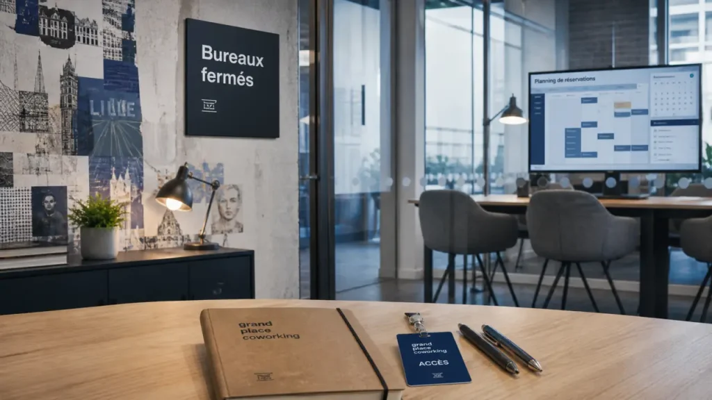 Meilleurs espaces de coworking à Lille : accueil, badges et salle de réunion vitrée