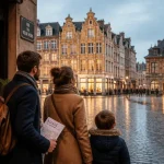 Que faire Lille : Grand-Place Vieux-Lille, famille devant un café
