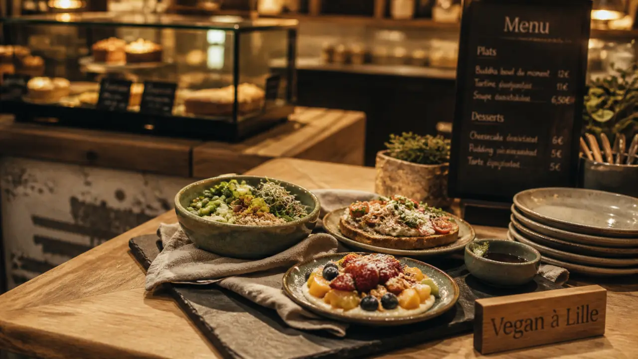 Vegan restaurant Lille : assiettes végétales et bowl vert