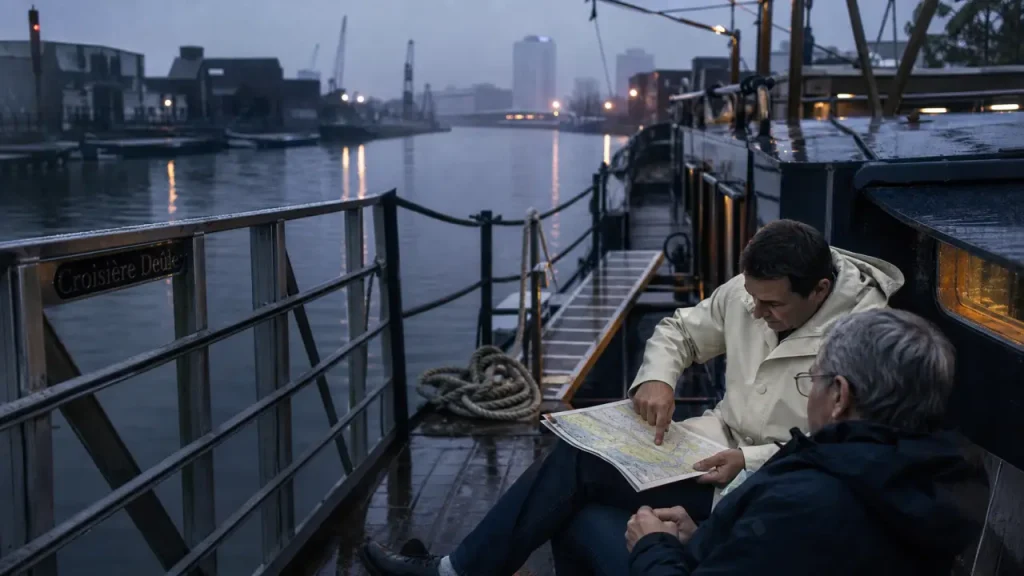 Visiter Lille en bateau : péniche amarrée sur la Deûle depuis le Port de Lille