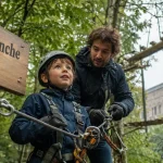 Accrobranche Paris à Lille Citadelle : enfant en harnais sur parcours