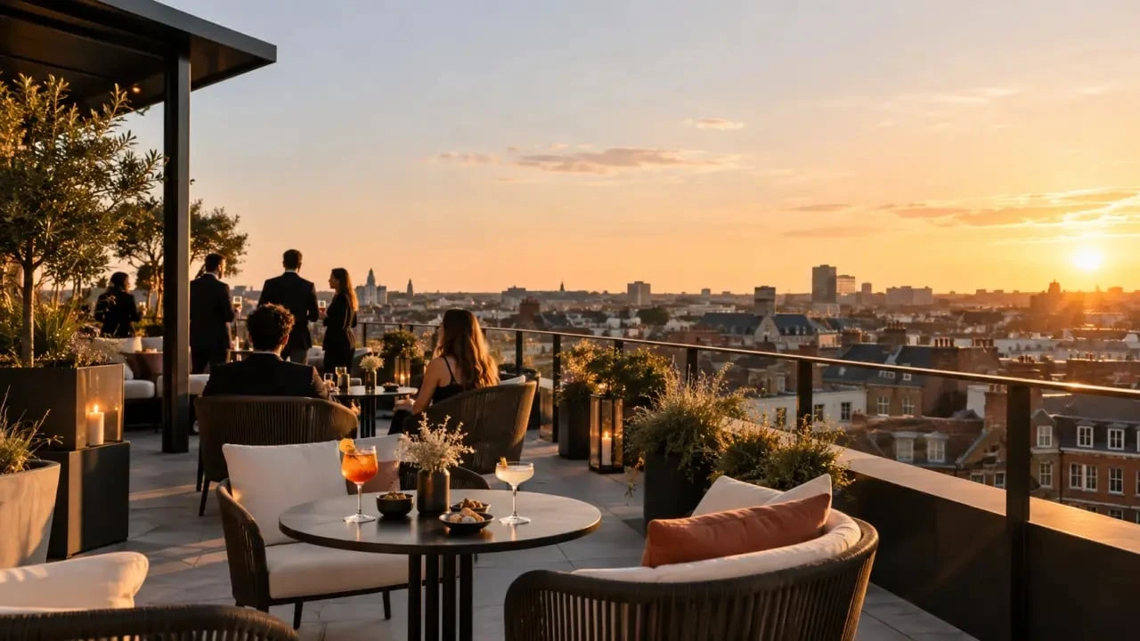Rooftop bars Lille avec terrasse panoramique au coucher du soleil