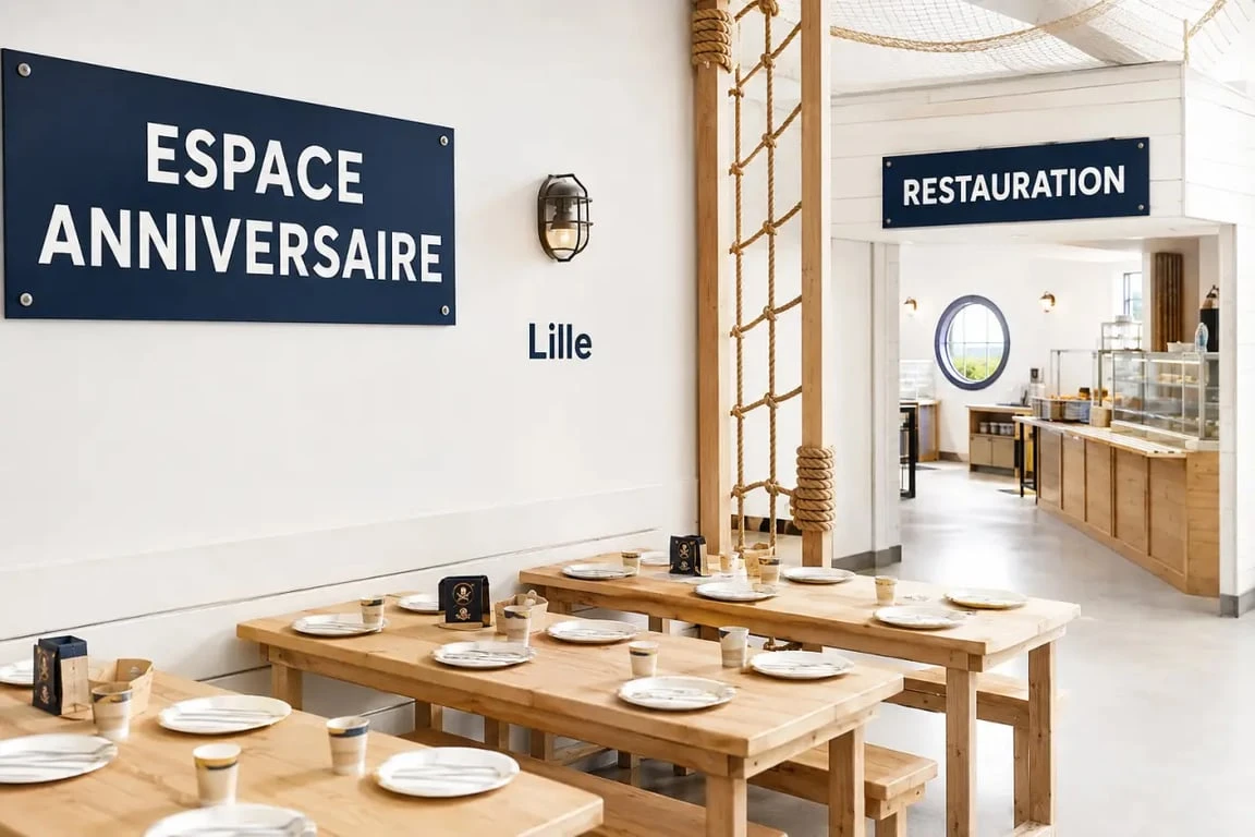 Île de Tortuga Lille, salle d’anniversaire pirate et espace restauration pour familles