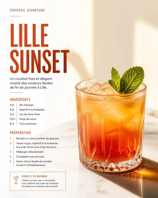 Cocktail Lille Sunset pour une soirée réussie