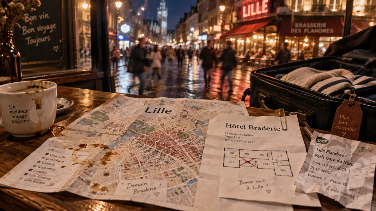 Hotel braderie Lille : carte et plan d’hôtel près de la braderie, rue animée floue
