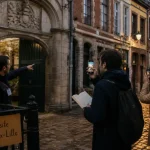 Lille visite guidée à Vieux-Lille : guide montre un blason