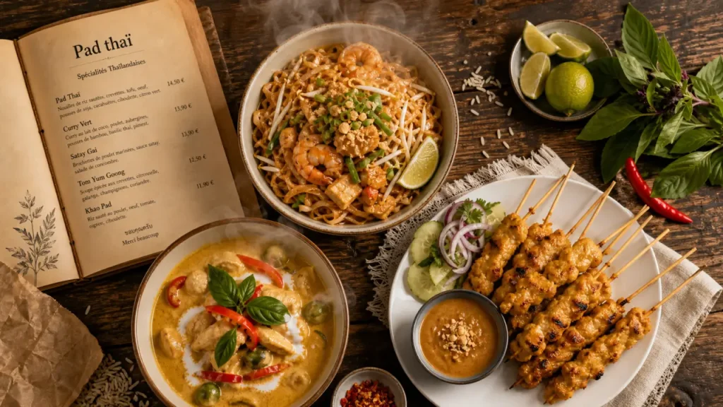 Restaurant thai lille : pad thaï fumant et satay aux herbes