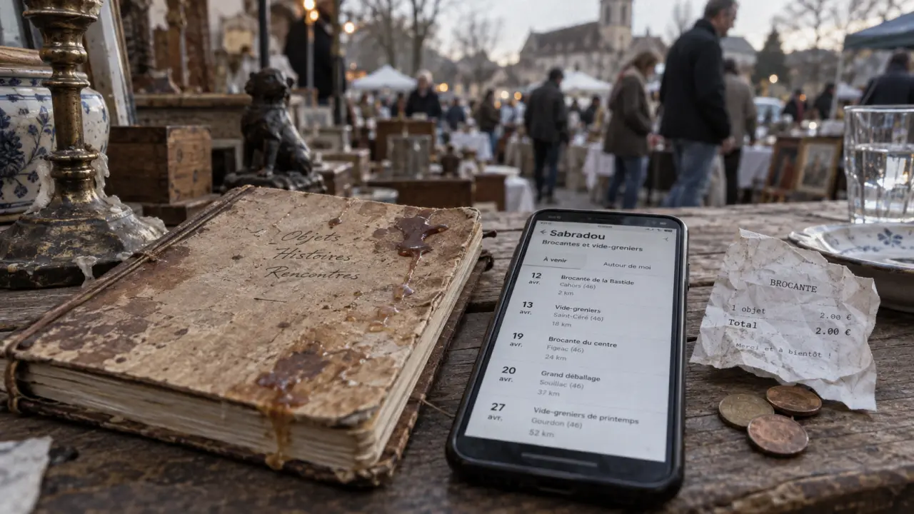 Sabradou ce weekend : carnet et smartphone en brocante