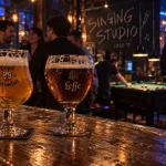 Best bars in lille : verres de dégustation dans un bar, ambiance et bière